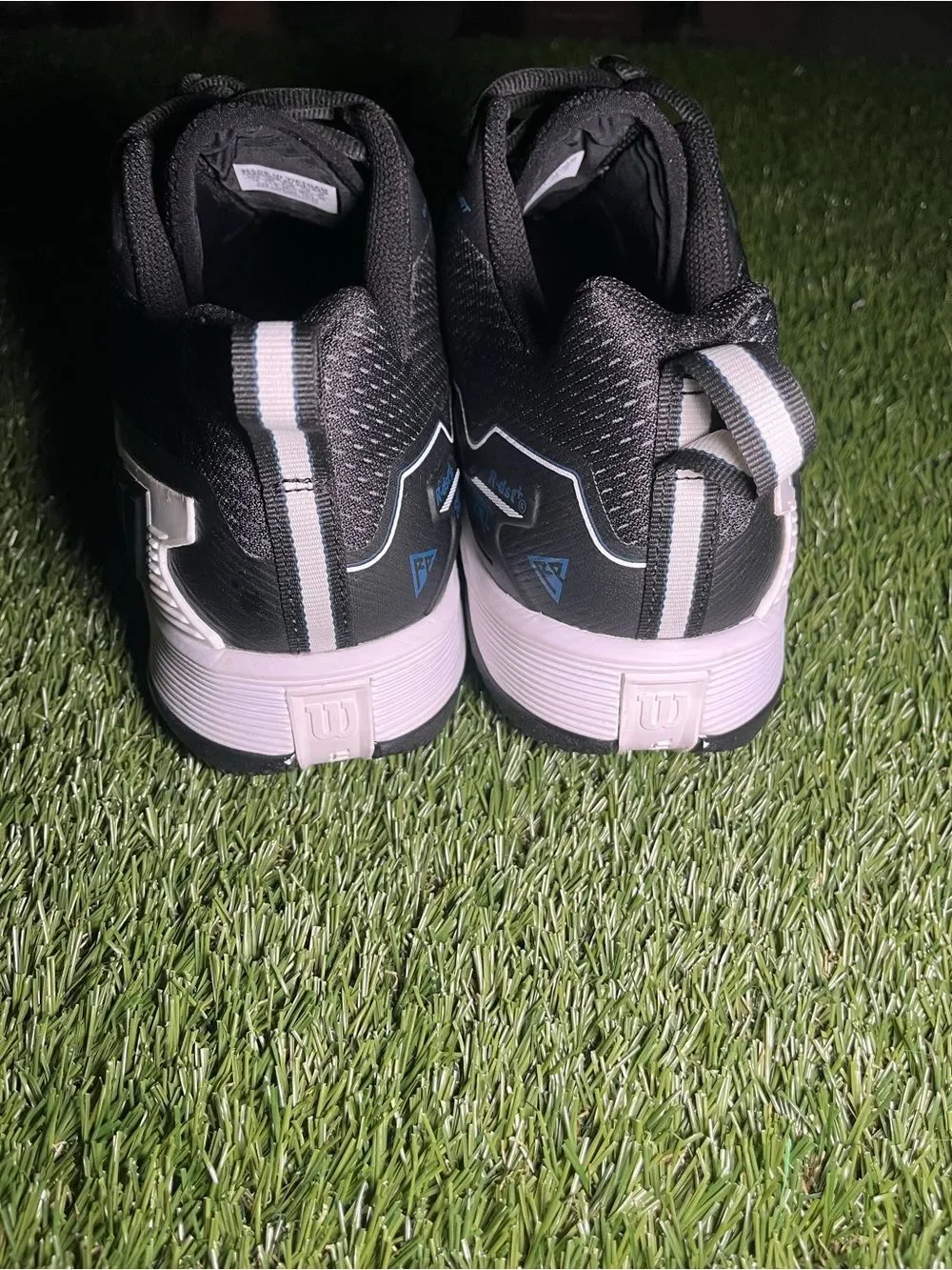 Men’s 12 Wilson Pro Rush 4.5 Black Tennis Shoes with Blue & White Accents